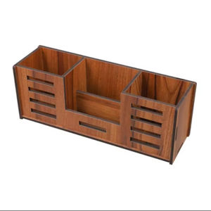 Prix de gros de stylo en bois Stand avec compartiments pour l'organisation de bureau - Product Image 1