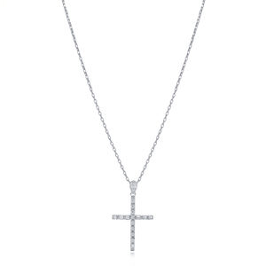 Collar con Colgante de Cruz Cristiana Clásica, Moderno, para Fiesta de Compromiso, con Circonita Transparente, Hecho a Mano en Turquía, Plata de Ley 925 - Product Image 2