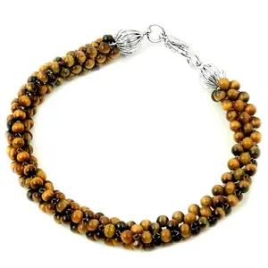 Pulsera de Cuentas de Ojo de Tigre para Mujer, Joyería Clásica de Piedra Natural con Diseño Geométrico para Bodas, Aniversarios y Fiestas - Product Image 1