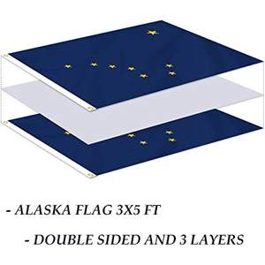 Bandera de Alaska de 3x5 pies para exteriores, banderas del estado de Alaska de doble cara hechas en EE. UU., 3 capas de poliéster de colores vivos y resistentes - Product Image 4