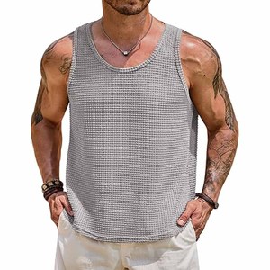 Camiseta sin Mangas de Verano para Hombre, de Alta Calidad, de Algodón, Tejida, Transpirable, con Cuello en V, Talla Grande, Estilo Urbano para Gimnasio y Fitness - Product Image 1