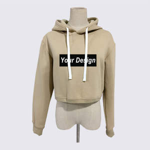 Customized Women Workout Breathable Crop Top Draw <b>String</b> <b>Hoodies</b> <b>for</b> Woman Made of 100% Cotton Fabric Anti-pilling - Product Image 1