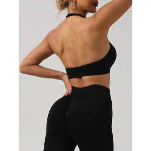 Soutien-gorge de sport à bretelles halter pour femmes, vente en gros personnalisée, résistant aux chocs, élastique, pour le yoga, la salle de sport, le fitness et la course à pied - Product Image 5