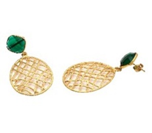 Pendientes con forma de cojín de plata de ley 925, Gema hidráulica de Esmeralda, novedad - Product Image 1