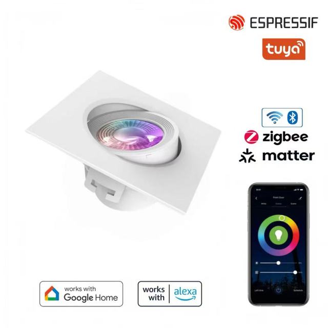 Smart Downlight RGBCW 400LM Tuya Wifi  for Alexa Google App Control Dimmable LED Ceiling Light Fixture for Home