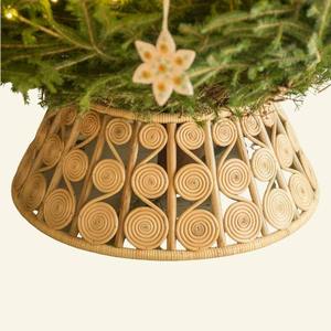 Decorative Rattan Christmas Tree Collar Handcrafted <b>Wicker</b> Tree Skirt Natural Holiday Home Decoration Made In Vietnam - Product Image 1