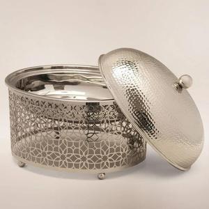 Casserole en acier inoxydable avec support de casserole au design laser plaqué or, chauffe-plats poli Ramadan - Product Image 5