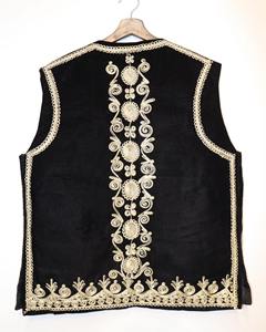 เสื้อกั๊กผ้าขนสัตว์สไตล์ชาติพันธุ์อัฟกานิสถาน แขนกุด แต่งลูกไม้ สำหรับผู้ชาย ปักมือ ระบายอากาศ แห้งเร็ว ใส่สบายในฤดูใบไม้ร่วง - Product Image 4