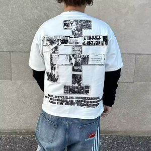 เสื้อยืดโอเวอร์ไซส์สำหรับผู้ชายผ้าฝ้าย100 300GSM ทรงครอปพอดีกับไหล่ปล่อยชายเสื้อ - Product Image 4