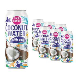 Eau de coco en conserve de 500 ml avec pulpe, fabricant de boissons OEM au Vietnam, personnalisation - conception gratuite - échantillon gratuit - aromatisé - Product Image 1