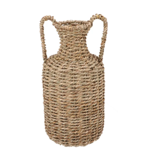 Vase en jonc de mer tressé à la main durable avec poignées, vase décoratif rustique naturel, ambiance bohème, vente en gros - Product Image 1