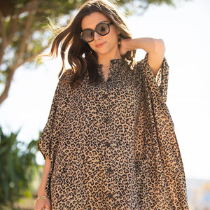 Femmes élégant imprimé léopard col en v sans manches longueur au sol décontracté été imprimé fleuri plissé 100% coton Maxi robe - Product Image 1