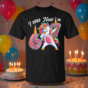 Camiseta de cumpleaños de unicornio para niñas de 6 a 7 años, camiseta de celebración de cumpleaños con la frase 'Ya soy de 6 años, ahora soy de 7' - Product Image 3