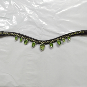Meilleurs prix sur la bande de front de bride en cuir de cristal vert de qualité supérieure pour le cheval toutes les tailles disponibles. - Product Image 1