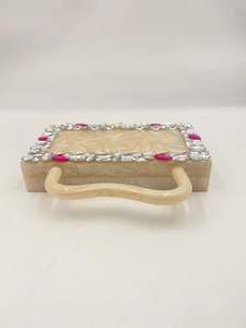 กระเป๋าคลัทช์ทรงสี่เหลี่ยมผืนผ้าทำจากเรซิ่นตกแต่งด้วยหินและสายสะพายโซ่ กระเป๋าออกงานสำหรับผู้หญิงที่ทนทาน - Product Image 4