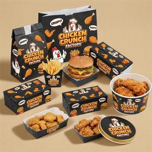 Caja de Papel Ecológica Personalizada para Hamburguesas, <span class=keywords><strong>Cajas</strong></span> Desechables para Comida Rápida, Caja para Llevar Pollo Frito y Papas Fritas, <span class=keywords><strong>Boite</strong></span> Burger - Product Image 2
