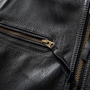 Chaqueta de Motociclista de Cuero de Moda, Chaqueta de Cuero Suave con Cremallera, Todas las Tallas, para Todas las Temporadas - Product Image 4