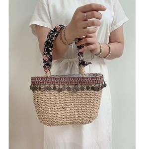 Hot Dynamic Youthful Water Hyacinth Paper Bags Durable Eco-friendly Vintage <b>Handbags</b> Two Handles Open Closure Type Flowers - Product Image 5