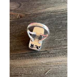 Bague unisexe en argent sterling avec turquoise Mohave, taille 8.75, faite à la main, sertie en clos, forme rectangulaire, cadeau - Product Image 3