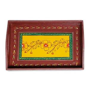 Bandeja de Servir de Madera Ecológica Meena Natural, Decorativa, Elegante, Grabada a Mano, Impresa Personalizada OEM ODM, Estándar de India - Product Image 2