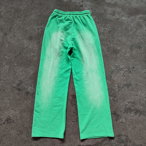 Top qualité hommes lourd coton Streetwear personnalisé soleil délavé décontracté droit lavage à l'acide strass Flare Baggy pantalons de survêtement - Product Image 3