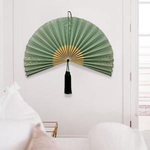 Woven Large Green Bamboo <b>Fan</b> Headboard <b>Wall</b> Hanging <b>Fan</b> <b>Wall</b> Art Handicraft <b>Decoration</b> for Home Living Bedroom Hotel Restaurant - Product Image 1