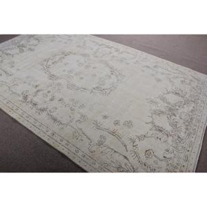 Tapis turc vintage 6,7x10,6 pi (203x323 cm), tapis oriental blanc et marron - Product Image 4