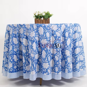 Indian Block Print Cotton <b>Tablecloth</b> Floral <b>Table</b> Cloth <b>for</b> Dinning <b>Table</b> Beautiful Printed Dinner <b>Table</b> Decor Factory Price - Product Image 1