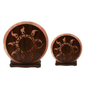 Lámpara de sal del Himalaya en forma de flor de Sian Enterprises Diseño de madera ecológico con técnica tallada de tema de amor Feng Shui - Product Image 2