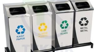 ระบบเก็บขยะ4ชิ้นถังสี่เหลี่ยมแบบเปิดด้านบนสำหรับกลางแจ้งใช้ในเชิงพาณิชย์ - Product Image 2