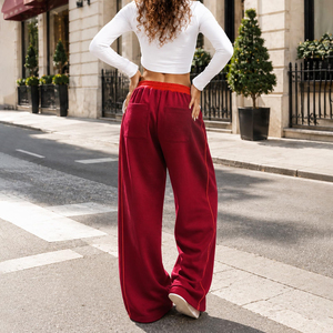 Factory OEM Female 100% Cotton Wide Leg Baggy Sweatpants Plain Blank Open Bottom <b>Lounge</b> <b>Trousers</b> Supplier - Product Image 2