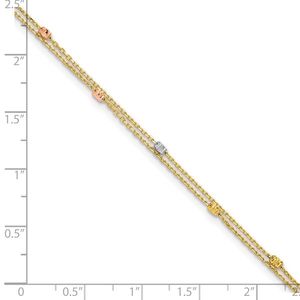 Leslie's 14K Tri-Color Polish/Dia-Cut 2-Strand 9in <b>Anklet</b> with 1in Extension Fine Jewelry - Product Image 5
