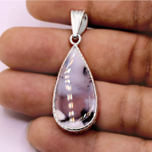 Fait à la main meilleur 925 solide en argent Sterling en gros forme de poire naturel dendrite opale pendentif en pierres précieuses pour cadeau certificat GIA - Product Image 5