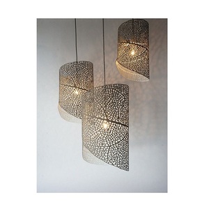 Wholesale Bulk Home Decorative Smoke Gold Plating Iron Hanging Lamp Modern Design Pendant <b>Light</b> Handmade LED Rattan Shade <b>Dining</b> - Product Image 5