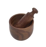 Mortier et pilon en bois Mart pour cuisine Hamam Dasta Okhali Musal Kharal Khalbatta gingembre ail épices presse-purée
