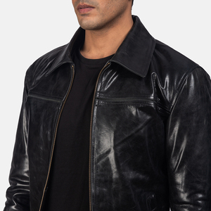 Chaqueta de Cuero para Hombre, Personalizada, Negra, de Cuero de Oveja Original, Chaqueta de Motociclista, la Mejor Chaqueta Bomber para Hombre - Product Image 2