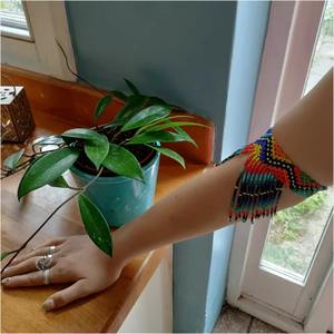 Cute Flower Pattern Christian Magnetic Clasp Women's Boho Chic Jewelry New Design Multicolor Seed Bead Slave Bracelet Ring Set - Product Image 2