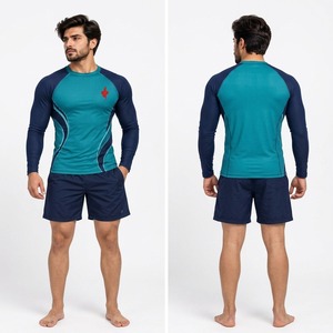 Vêtements de sport, entraînement, fitness, course à pied, cyclisme, surf, gym, activités, chemise de compression athlétique à manches longues pour hommes - Product Image 3