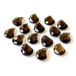 Cuentas de Cuarzo Ahumado Natural en Forma de Hoja Talladas a Mano de 11x15 mm para la Fabricación de Joyas, Piedra de Cuarzo Briolette de la India - Product Image 5