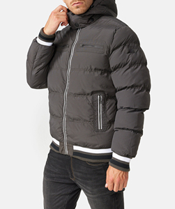 2026 dernière conception à capuche fermeture éclair chaud bulle vers le bas manteau hiver brillant doudoune Polyester coquille doudoune hommes - Product Image 5