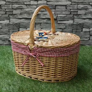 Panier pique-nique élégant en fibre de rotin naturel article pratique de haute qualité pour le camping fête voyage - Product Image 2