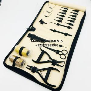 Kit de pinces à cheveux en acier inoxydable, outils essentiels pour extensions de cheveux professionnelles, noir mat avec beige, vente en gros - Product Image 1