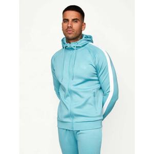 Personnalisable vente en gros de survêtements d'entraînement de gymnastique pour hommes ensemble de survêtements de jogging à capuche zippé coupe ajustée logo personnalisable gris - Product Image 2