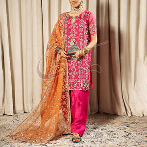 Three Piece Organza and Raw Silk Formal <b>Women's</b> <b>Suits</b> Featuring a <b>Pink</b> Shirt and <b>Trouser</b> High Quality Tradition and Elegance - Product Image 4