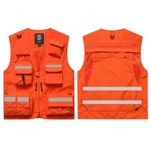 Gilet de travail sans manches en polyester de la meilleure qualité avec logo personnalisé multi-poches et gilet de sécurité à fermeture éclair - Product Image 4