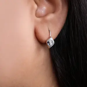Boucles d'oreilles en argent 925 avec zircone cubique en forme de cœur, bijoux élégants en cristal pour cadeau de femme - Product Image 3