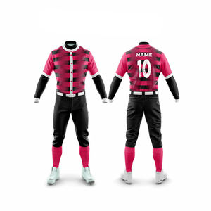 Ensemble d'uniformes de baseball unisexe personnalisables rouges maillot de sport impression par transfert de chaleur conception de logo personnalisé 100% polyester - Product Image 5