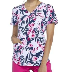 Ensemble de blouses d'infirmière unisexe Fuji imprimées à col en V, uniformes d'hôpital, travail dentaire, taille XL, résistantes à la chaleur, taille plus, blouses d'infirmière pour femmes - Product Image 1
