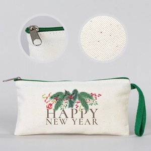 Estuche para Lápices con Diseño Festivo de Año Nuevo, 8 x 4 (21 x 10 cm), Bolsas de Algodón con Cierre Verde - Product Image 3