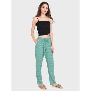 Pantalones de descanso Evolve para mujer, de algodón, estampados, relajados, con bolsillos, color verde azulado - Product Image 3
